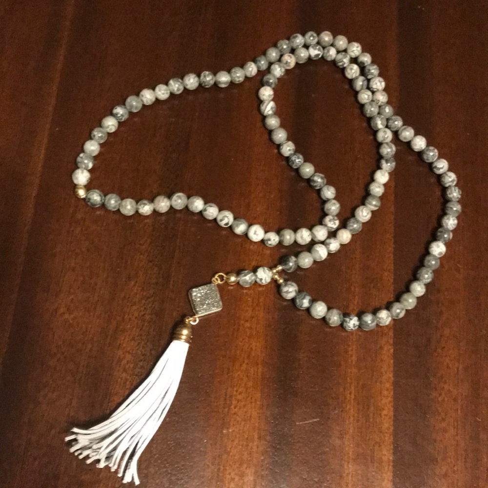 Grey Tassel Necklace